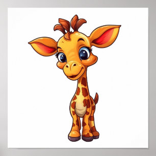 Cartoon giraffe illustration poster