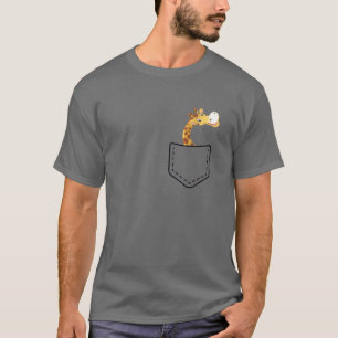 Cartoon Giraffe In Pocket T-Shirt