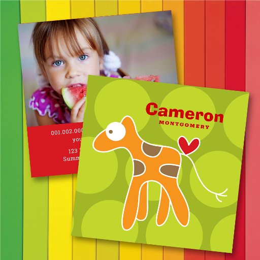 Customizable Cartoon Giraffe Kid Fun Custom Photo Profile Card Business Cards