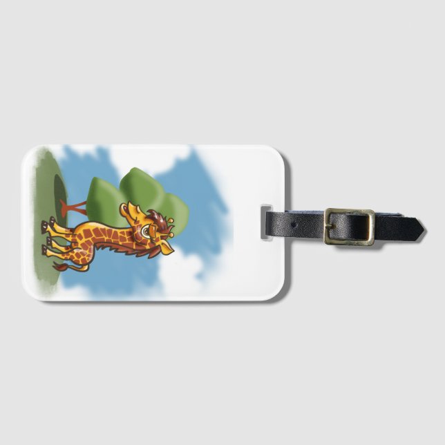 Cartoon Giraffe Luggage Tag (Front Horizontal)