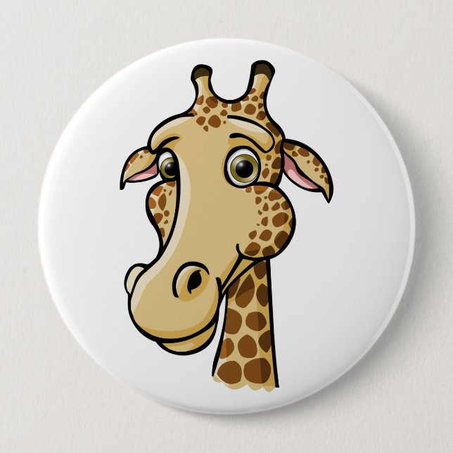 Cartoon Giraffe Pinback Button (Front)