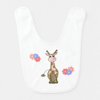 Cartoon Giraffe with Flowers Bib