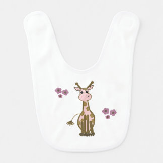 Cartoon Giraffe with Flowers Bib