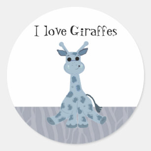 Cartoon Giraffe with Saying Classic Round Sticker