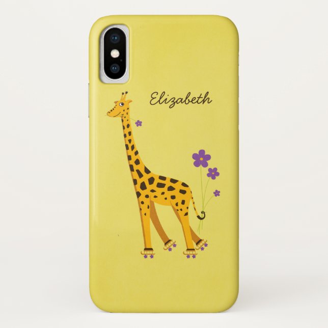 Cartoon Giraffe Yellow Girly Personalized Case-Mate iPhone Case (Back)