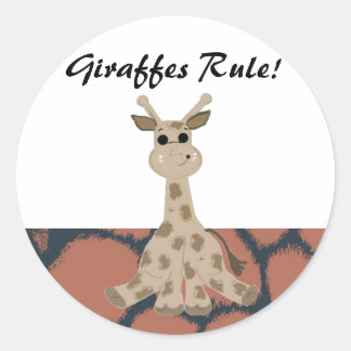 Cartoon Giraffe's Rule Classic Round Sticker