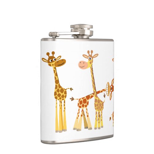 Cartoon Giraffes The Herd Hip Flask