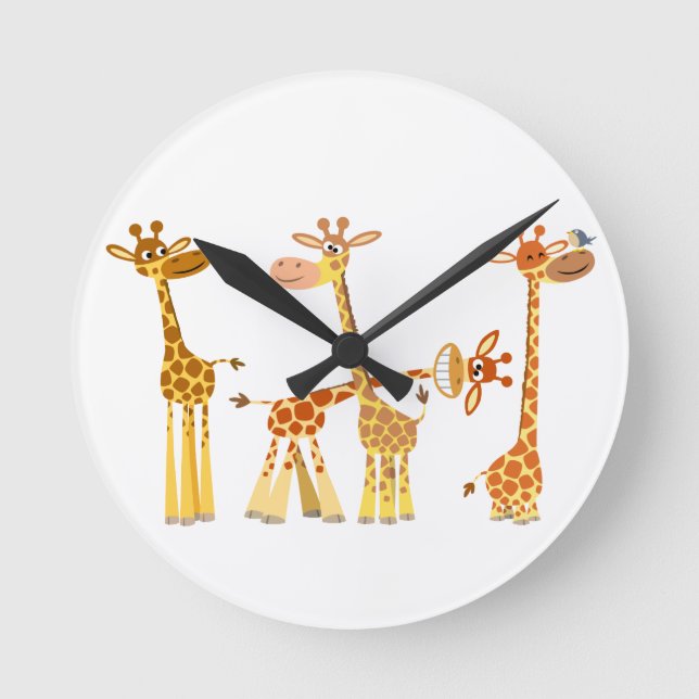Cartoon Giraffes: The Herd Wall Clock (Front)