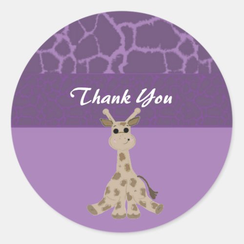 Cartoon GiraffeThank You Classic Round Sticker