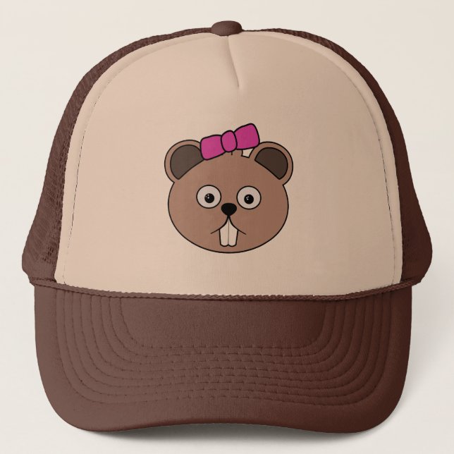 Cartoon Girl Beaver Face Hat (Front)