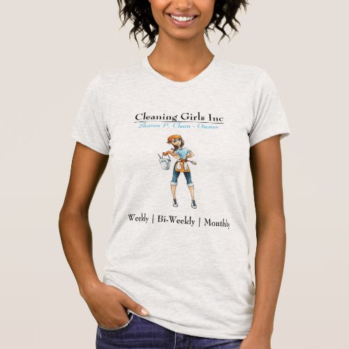 Cartoon Girl Cleaning Service Business T_Shirt