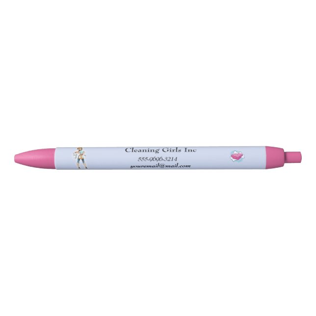 Cartoon Girl Cleaning Service Pen (Front)