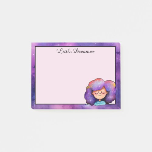 Cartoon Girl Dreaming With Galaxy Hair Personalize Post_it Notes