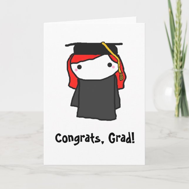 Cartoon Girl Graduation Greeting Card (Front)