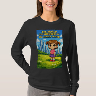Cartoon Girl Lost Innocence Past vs Future Graphic T-Shirt