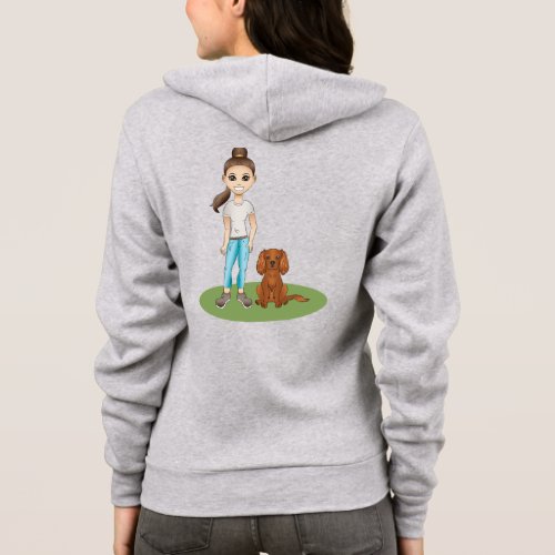 Cartoon Girl  Ruby Cavalier Spaniel Cartoon Dog Hoodie