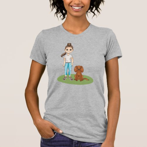 Cartoon Girl  Ruby Cavalier Spaniel Cartoon Dog T_Shirt
