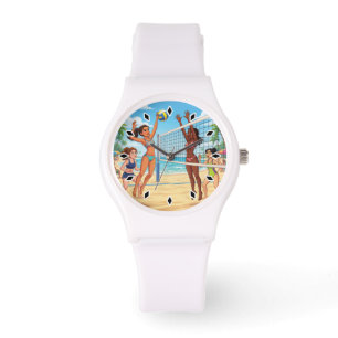Cartoon Girls Playing Beach Volleyball Watch