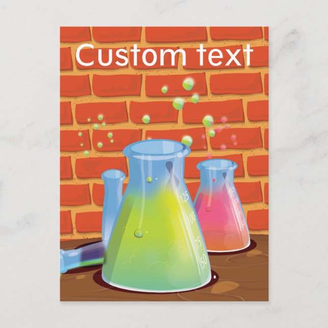 Cartoon Glass Science equipment on a bench Postcard (Front)