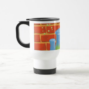 Cartoon Glass Science equipment on a bench Travel Mug