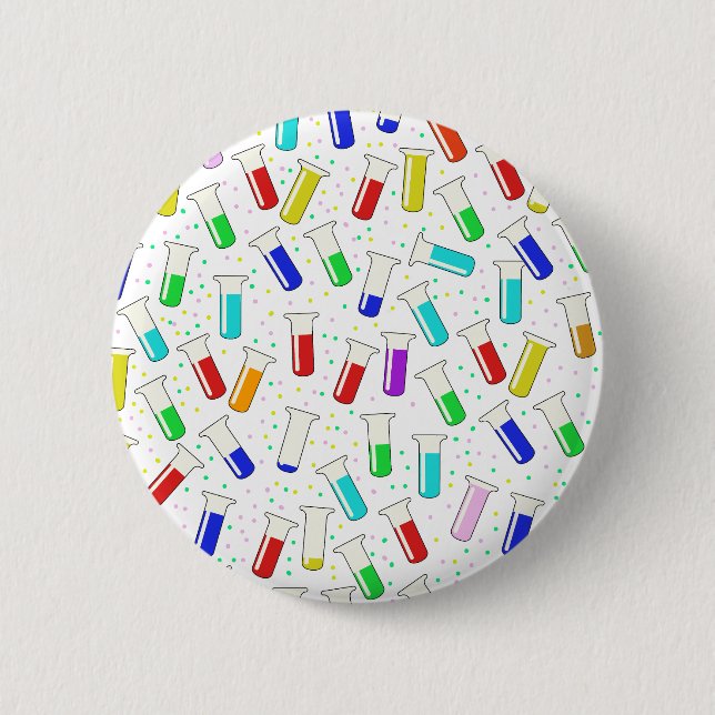 Cartoon glass test tubes button (Front)