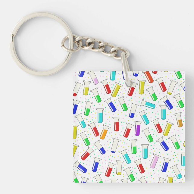 Cartoon glass test tubes keychain (Front)