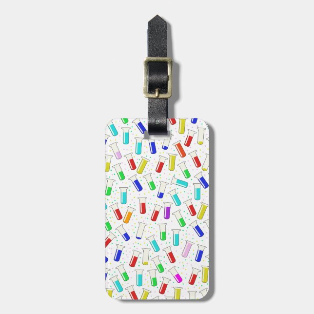 Cartoon glass test tubes luggage tag (Front Vertical)