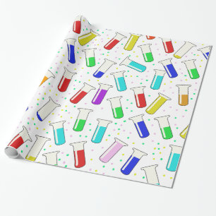 Cartoon glass test tubes wrapping paper