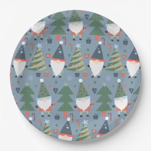 Cartoon Gnomes and Holiday Trees  Paper Plates