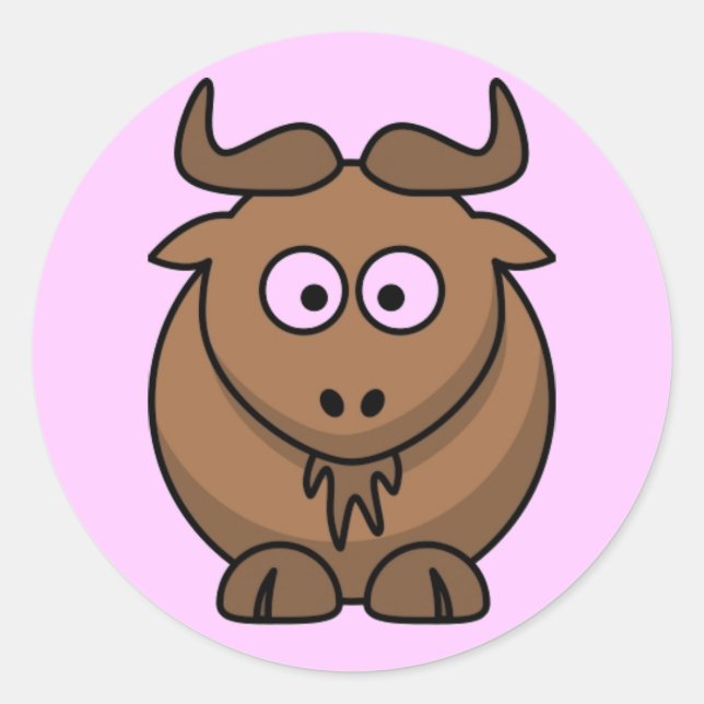 Cartoon Gnu Classic Round Sticker (Front)
