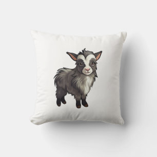 Cartoon goat illustration throw pillow