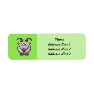 Cartoon Goat on Bright green Background Label