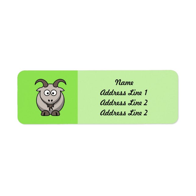 Cartoon Goat on Bright green Background Label (Front)