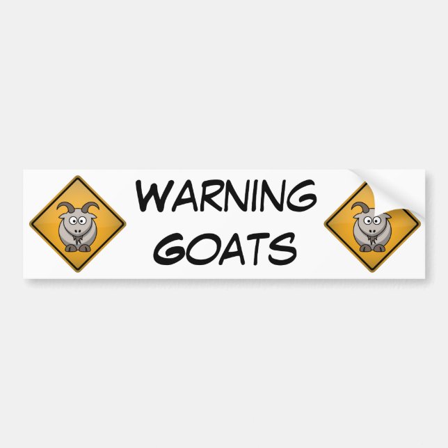 Cartoon Goat Warning Sign Bumper Sticker (Front)