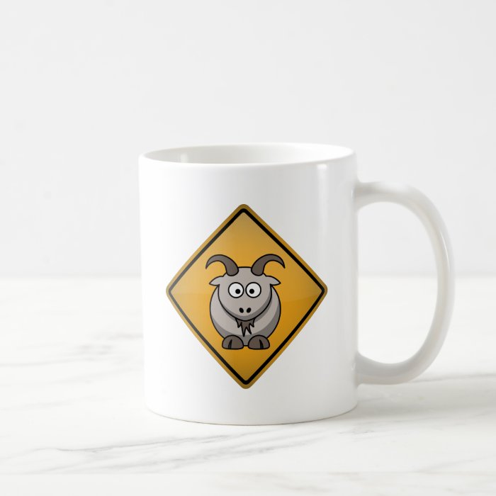 Cartoon Goat Warning Sign Coffee Mug