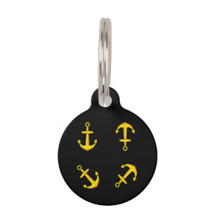 Cartoon Golden Boat Anchor Set Add Name Pet ID Tag