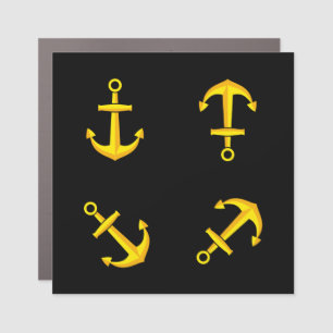 Cartoon Golden Boat Anchor Set Car Magnet