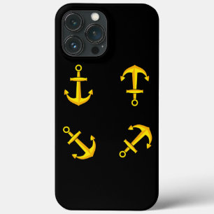 Cartoon Golden Boat Anchor Set iPhone 13 Pro Max Case