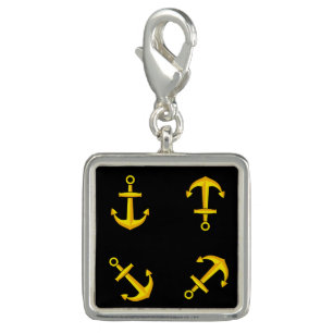 Cartoon Golden Boat Anchor Set Charm