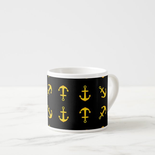 Cartoon Golden Boat Anchor Set Espresso Cup (Front Right)