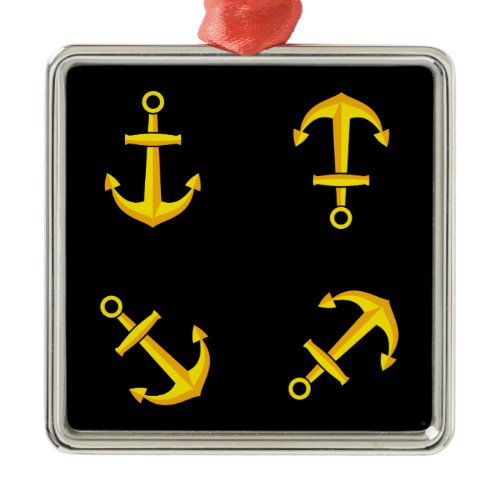 Cartoon Golden Boat Anchor Set Metal Ornament
