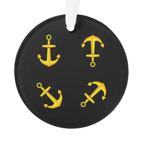 Cartoon Golden Boat Anchor Set Ornament