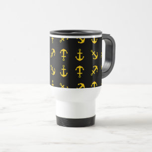 Cartoon Golden Boat Anchor Set Pattern Travel Mug