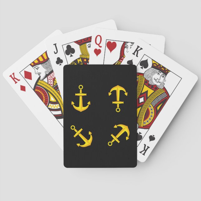 Cartoon Golden Boat Anchor Set Poker Cards (Back)
