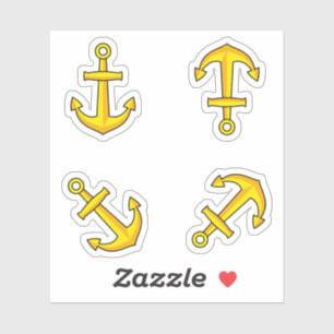 Cartoon Golden Boat Anchor Set Sticker