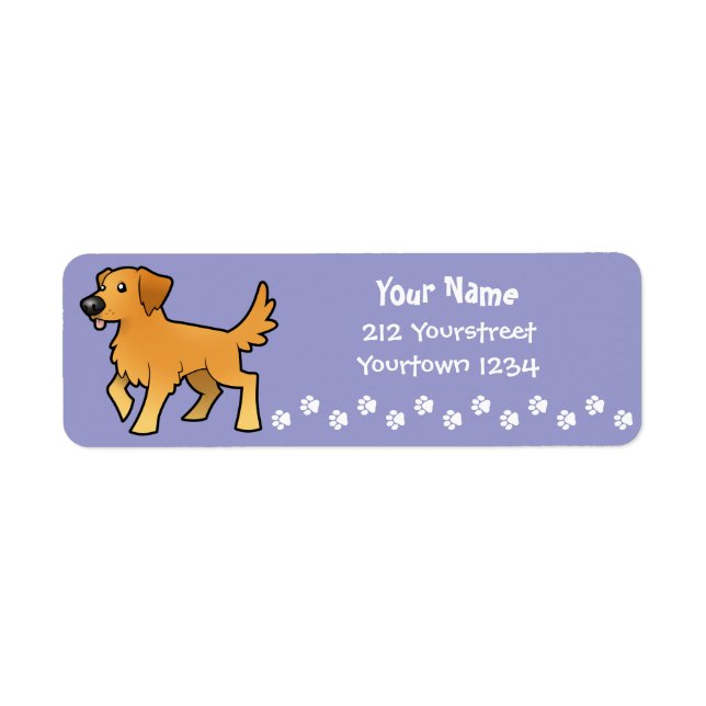 Cartoon Golden Retriever Label (Front)