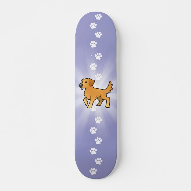 Cartoon Golden Retriever Skateboard Deck (Front)