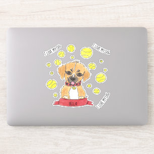 Cartoon Golden Shepherd and Tennis Balls Sticker