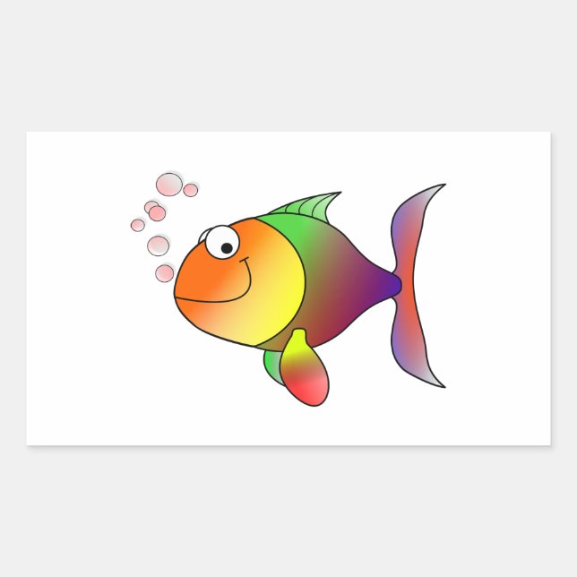 Cartoon Goldfish Rectangular Sticker (Front)