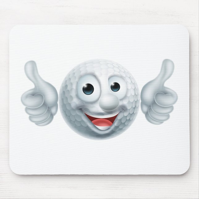 Cartoon Golf Ball Character Mouse Pad (Front)